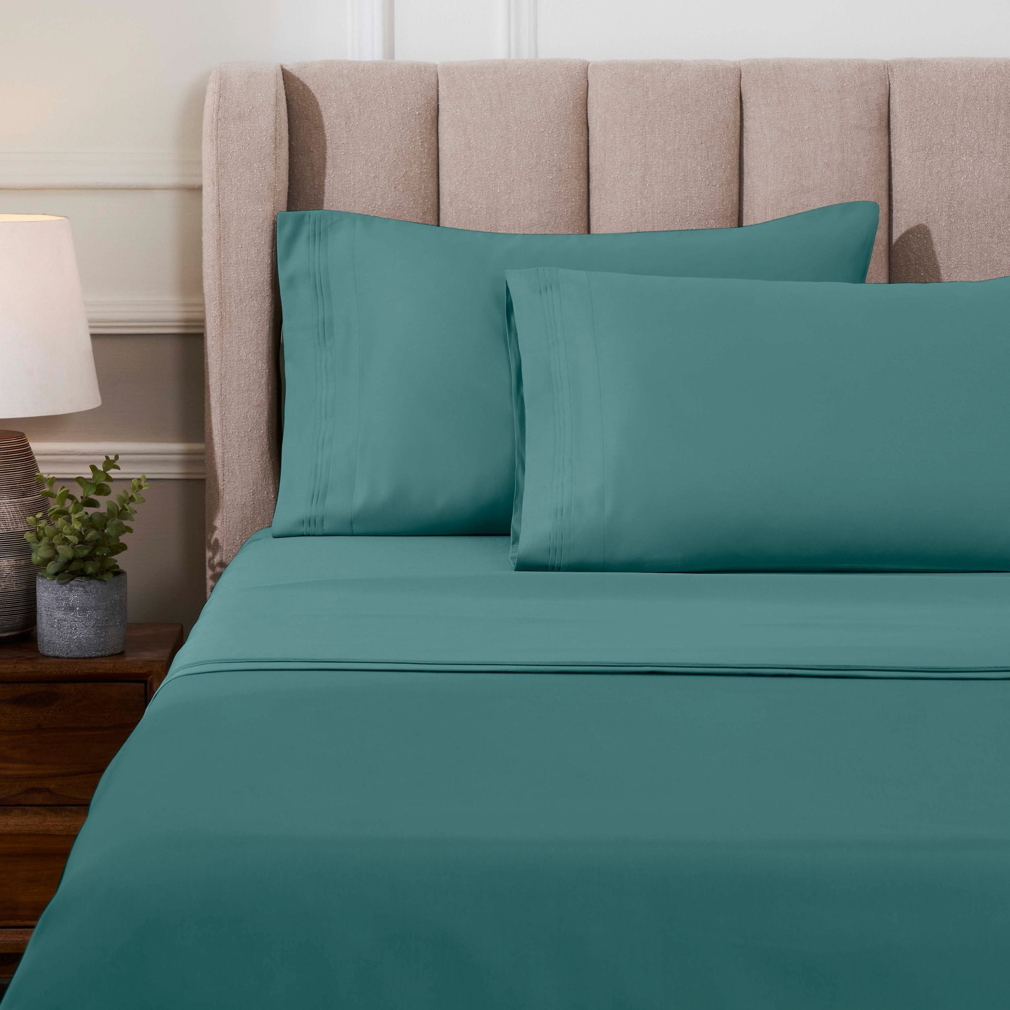 Simba Luxury 1000 Thread Count Egyptian-Quality Cotton Sateen Sheet / Pillowcase Set Collection, Deep Sea