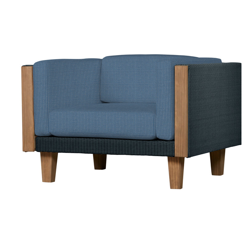 Catalina Outdoor Teak Lounge Chair, Bamboo Bay Sky, Ebony