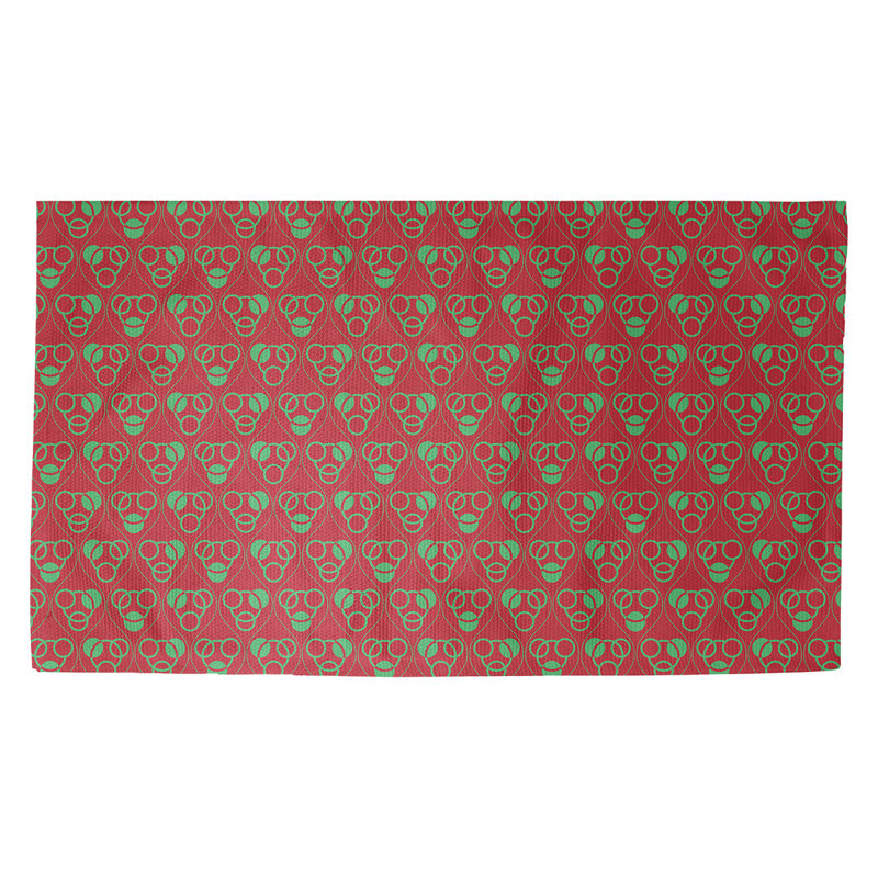 Tapis rouge/vert fait main, Rectangle 3 pi x 5 pi