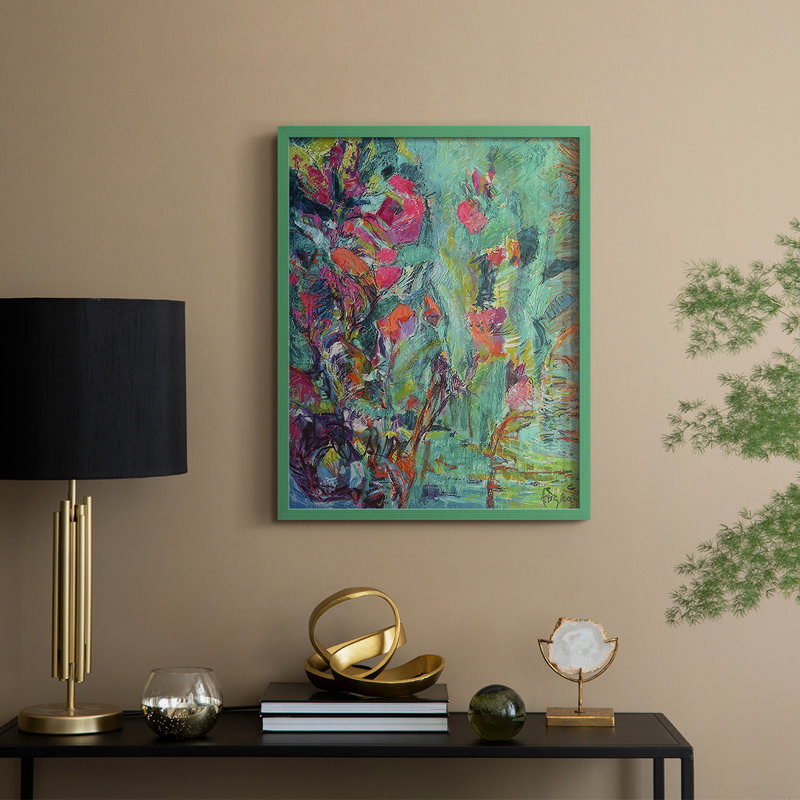 Reproduction encadrée saphir améthyste - bois massif, H 30 po x l 24 po, Vert
