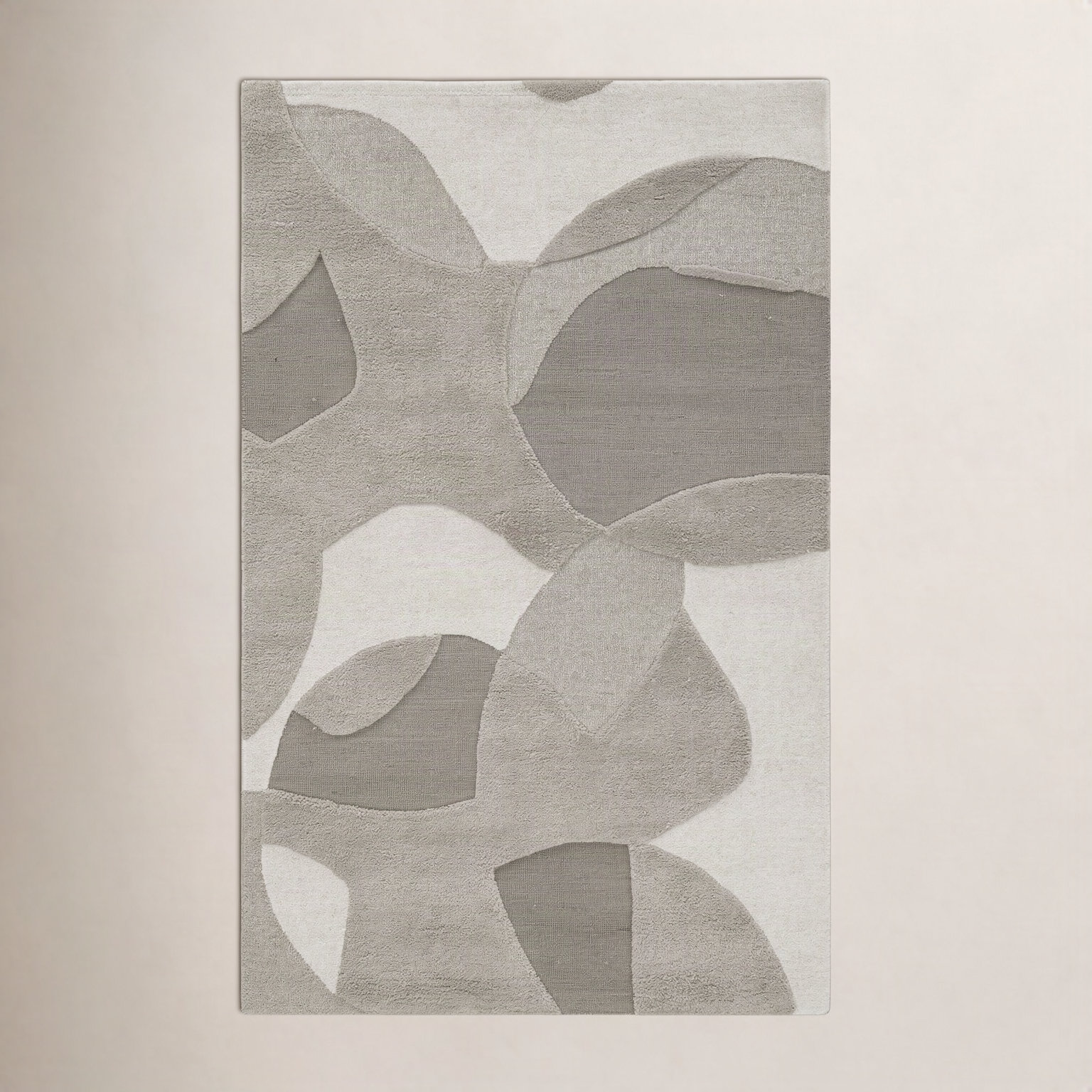Natural Hand-Tufted Abstract Wool Rug, Rectange 5' x 8'
