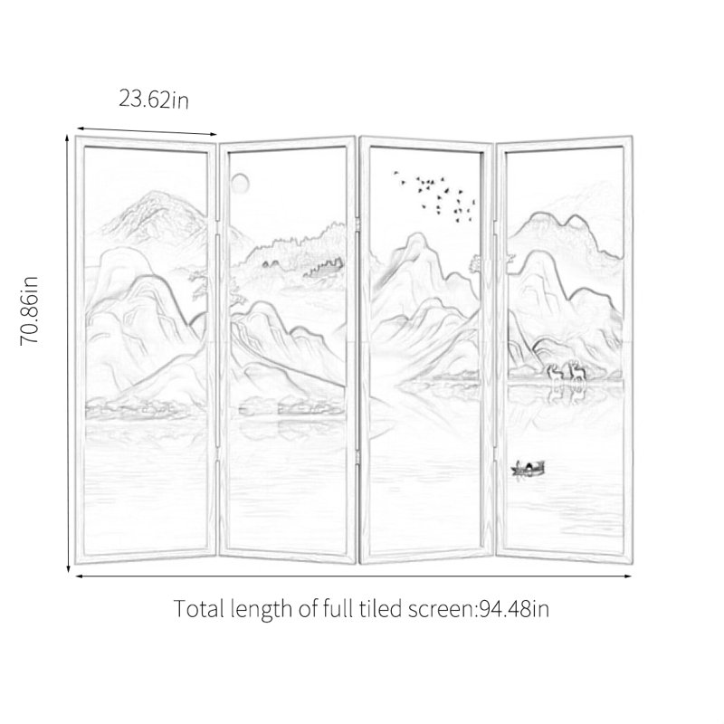 Écran paysage, H 70,86 po x l 94,48 po x P 1,18 po