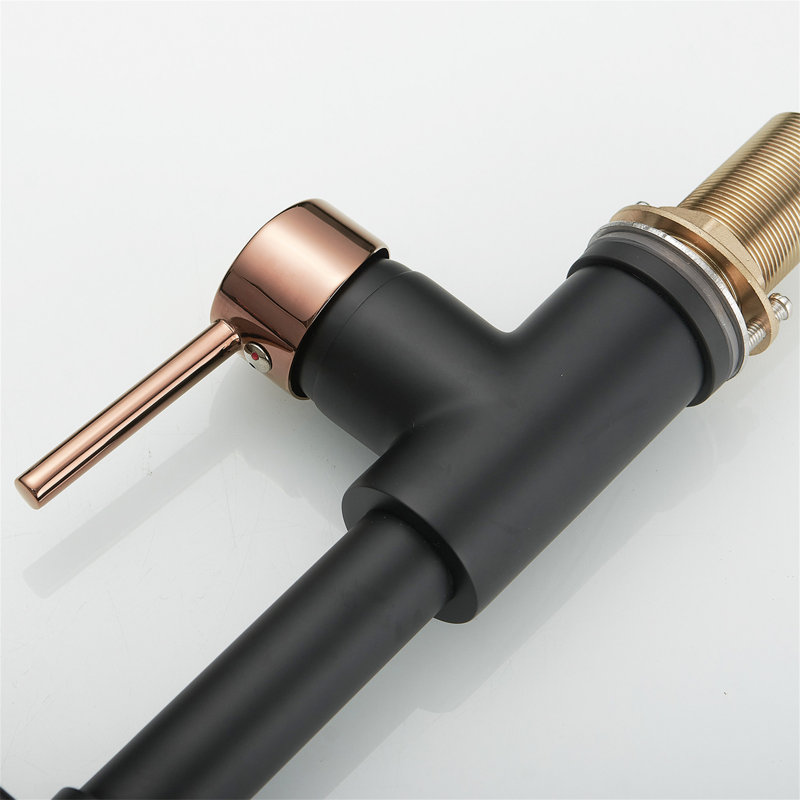 AWZTOO Pull Down Kitchen Faucet, Matte Black/Rose Gold