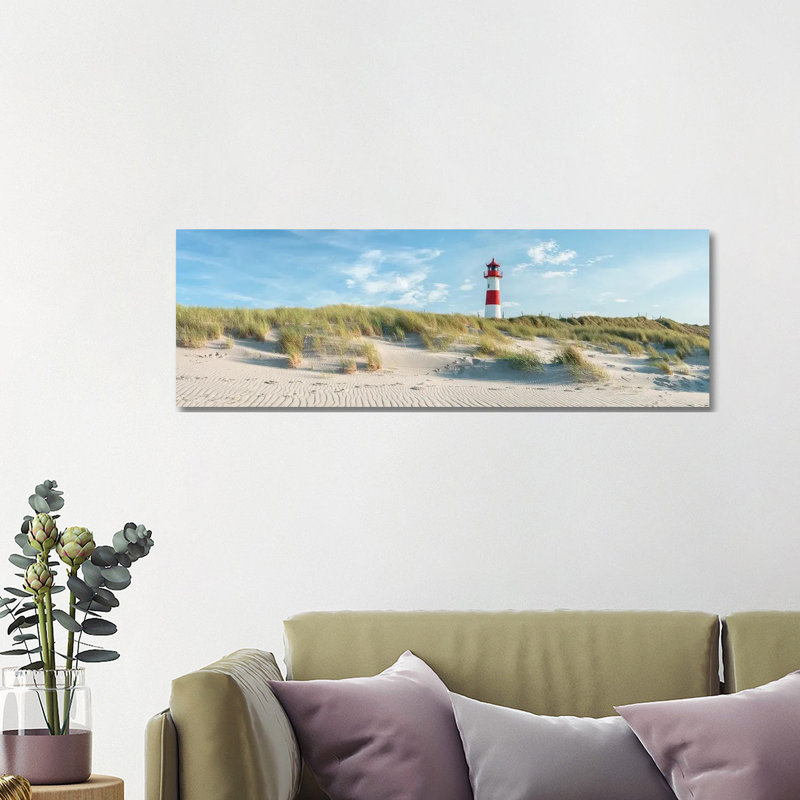 Sylt Panorama With Lighthouse List Ost by Jan Becke - Panoramic Gallery-Wrapped Canvas Giclée on Canvas, Wrapped Canvas