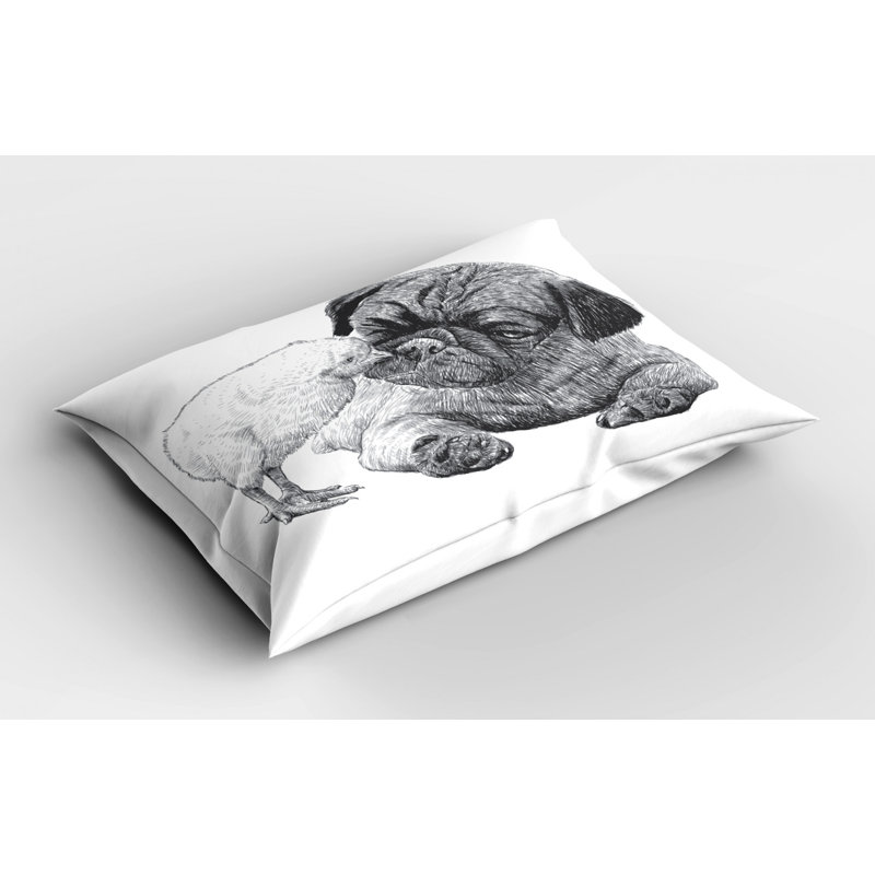 White/Gray Polyester Microfiber Piece Sham, Twin