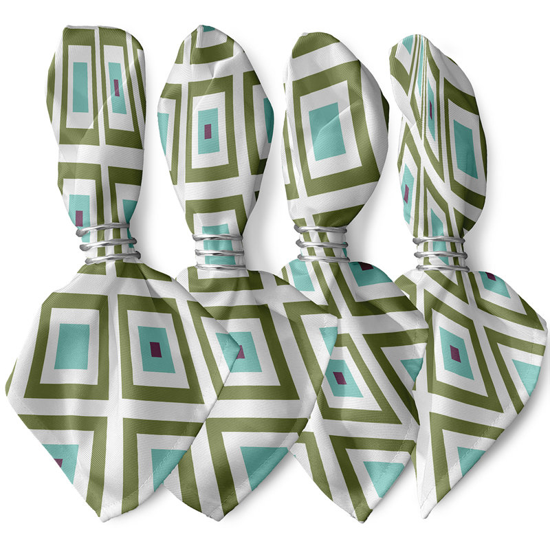 Ensemble de serviettes 4 pièces Frances, L 18 po x L 18 po, Vert / aqua