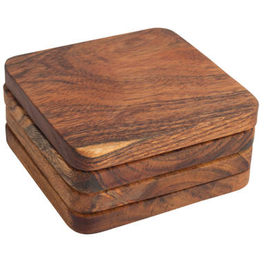 Wooden Coasters 4 (18 Shape / Wood Options) 4-Pack Mahogany / Square