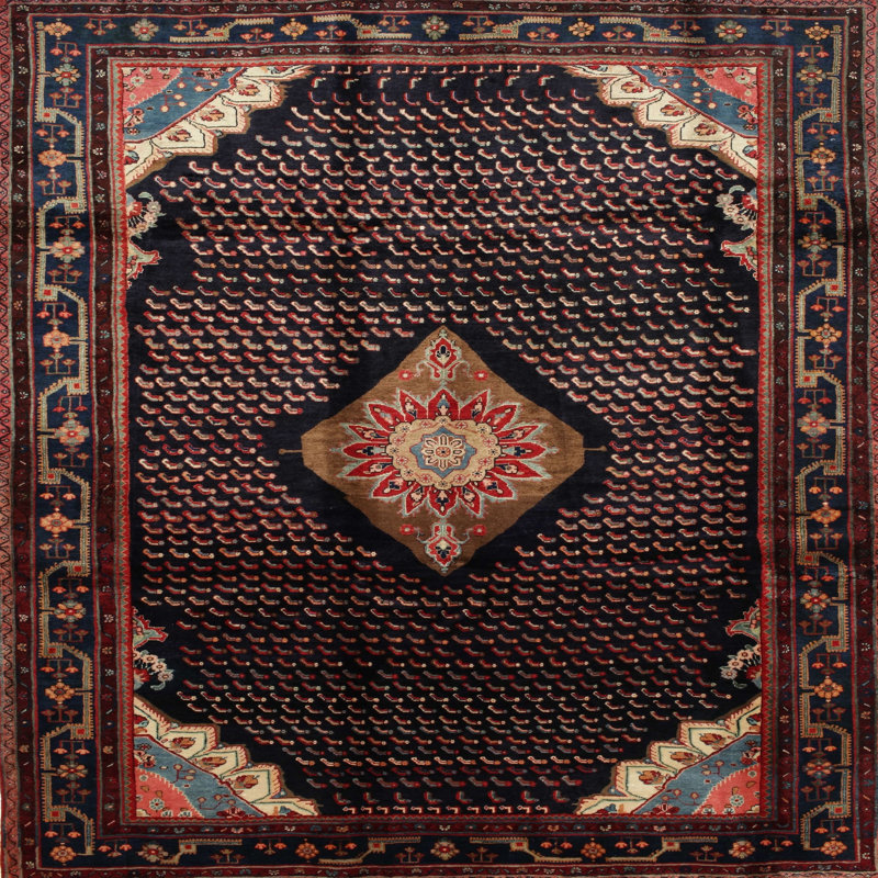 Tapis traditionnel brun / noir / rouge Hennadzy, Rond 3 pi