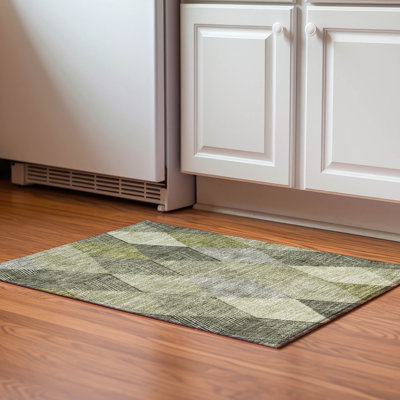 Premium Machine Washable Prisco Olive Rug