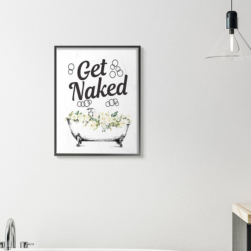 «Get N Nued Bath Tub Bathroom Design», impression, H 20 po x l 16 po, Giclée encadrée noir minuit