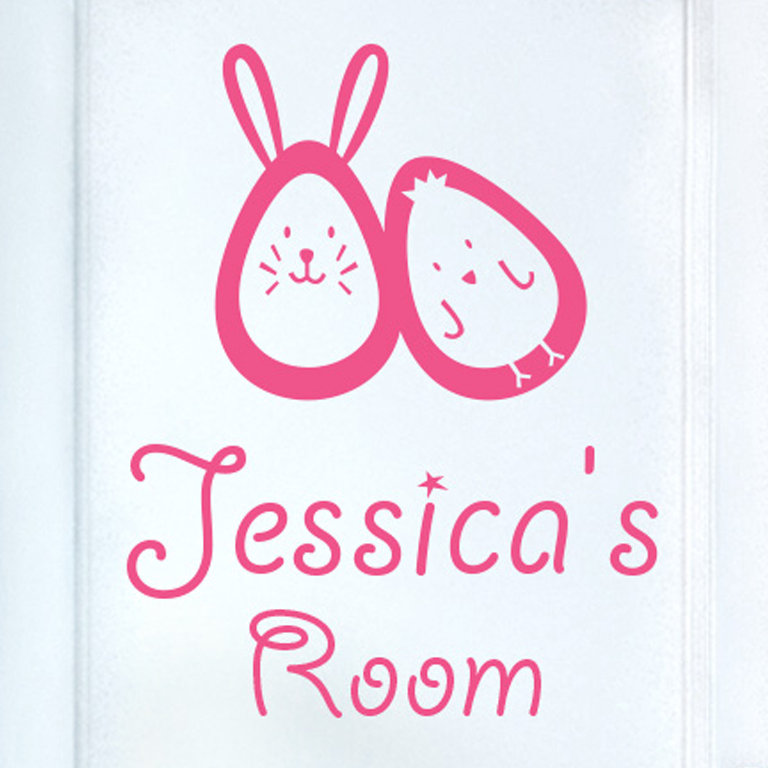 Bunny Rabbit Egg and Chick Kids Door Room Wall Sticker