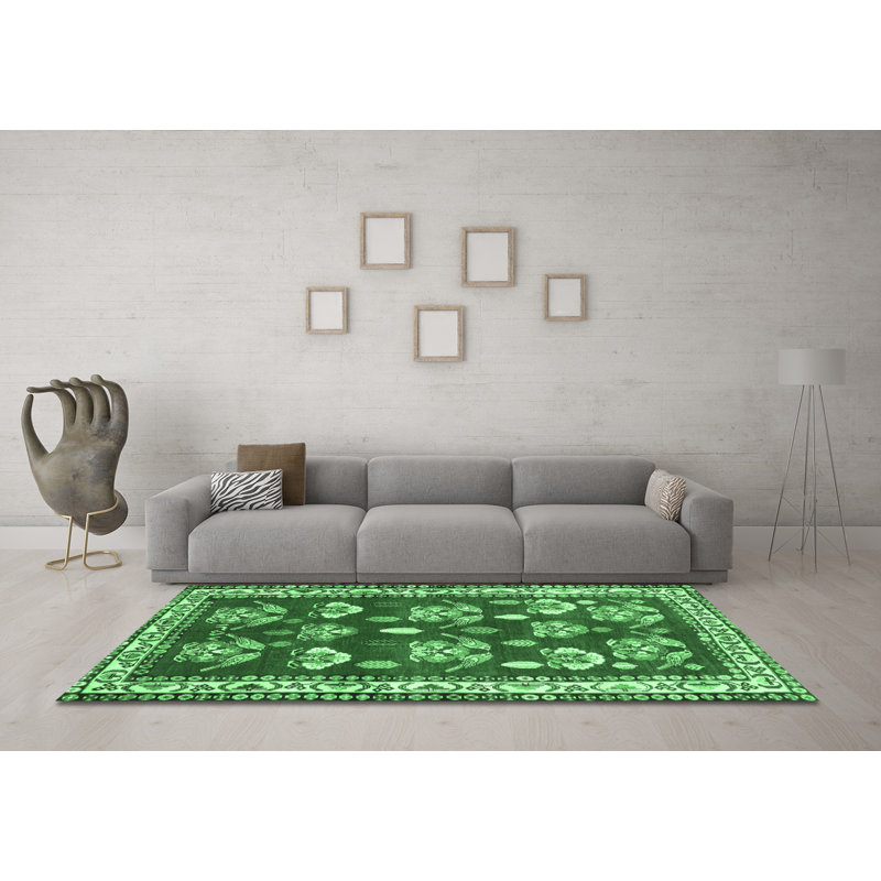 Lucertia Washable Southwestern Indoor Rug, Round 7'