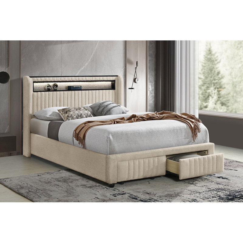 Lit plateforme tapissier Madison, Double