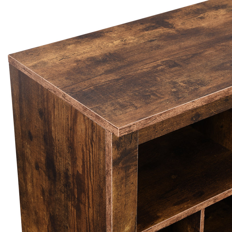 Armoire pour 24 chaussures avec base courbée, brun rustique, moderne pour le salon, la chambre à coucher, le couloir et la chambre à coucher brun