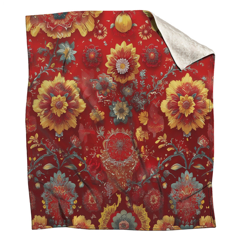 Couvertures à motif floral rouge, 60in W x 80in H