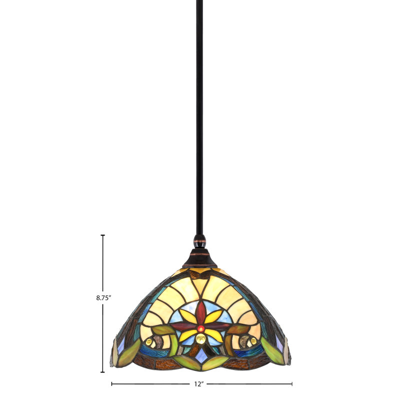 Mini-luminaire suspendu suspendu avec une tige en cuivre noir et une étoile en verre 12 po