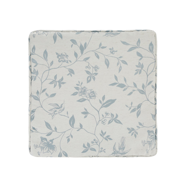 Bird Trail Floral Square Cushion Cover, Duck Egg Blue