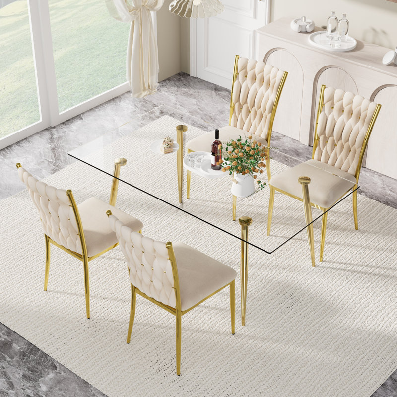 Ensemble repas rectangulaire pour 4 à 6 personnes, H 29,5 po x L 63 po x l 31,5 po, 5, Beige