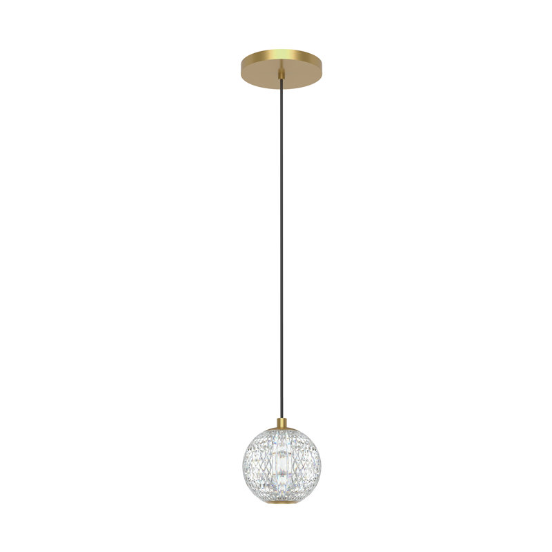 Luminaire suspendu sphère 1 lumière DEL Marni, Laiton naturel