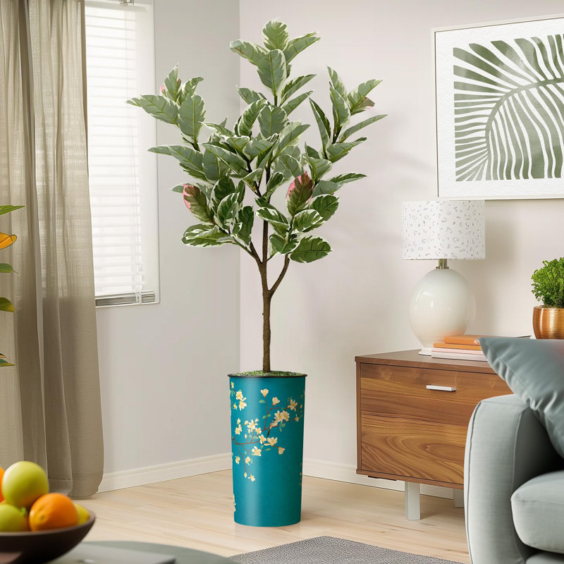 Arbre artificiel en fleur noire et blanche, Bleu floral