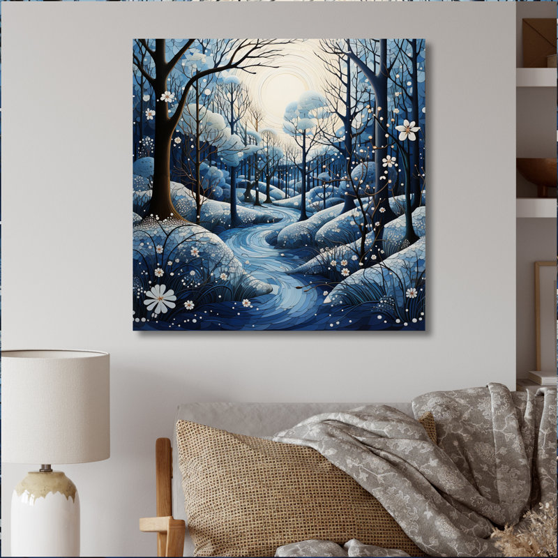 Snow Flowers Tree Embrace Pointillism II - Pointillism Canvas Print, H 36 po x l 36 po x P 1,5 po, Toile tendue
