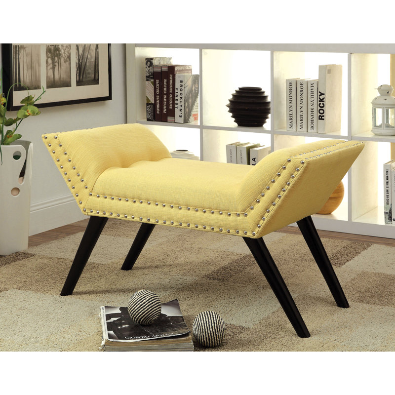 Polyester Upholstered Bench, Yellow