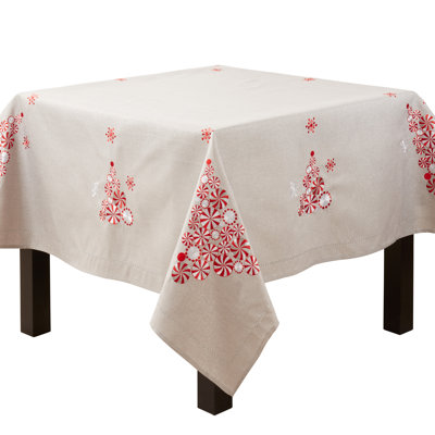 Square_Tablecloth With Peppermint Christmas Tree Design