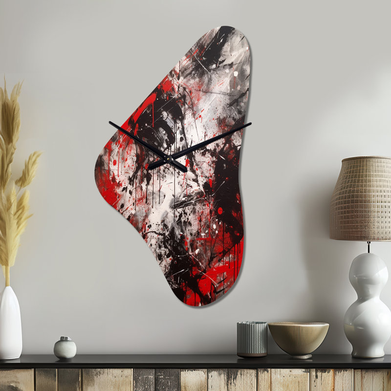 Abstract Graffiti - Marble Irregular Shape Metal Wall Clock, Modern Asymmetrical Wall Clock Print, Medium