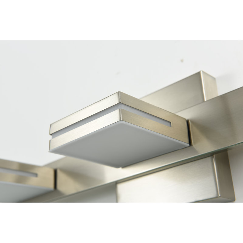 Lumières de meuble-lavabo modernes à DEL à intensité variable pour miroir, Nickel brut, Trois lumières