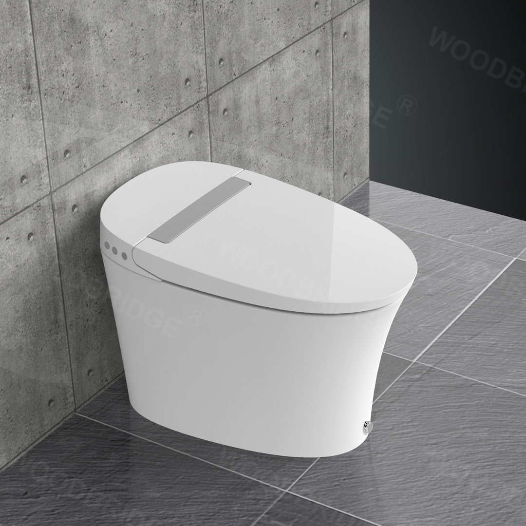 One Piece Unplugged Tankless Auto Flush Toilet, Battery-Operated (Batteries not included) WoodBridge