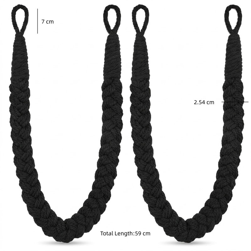 Natural Fabric Curtain Holdback/Tieback, Black
