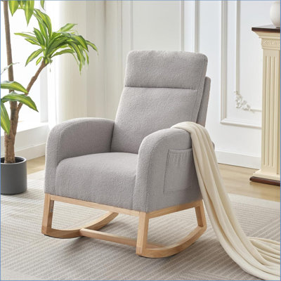 Fauteuils coulissants, fauteuil berçant moderne, fauteuil berçant à bascule pour chambre de bébé, fauteuil berçant à oreilles avec dossier haut et poches latérales