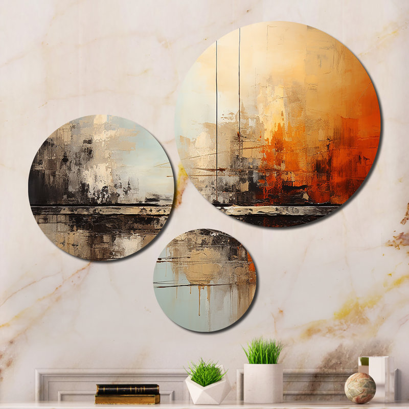 Ensemble de 3 décorations murales orange et bleu sarcelle 3