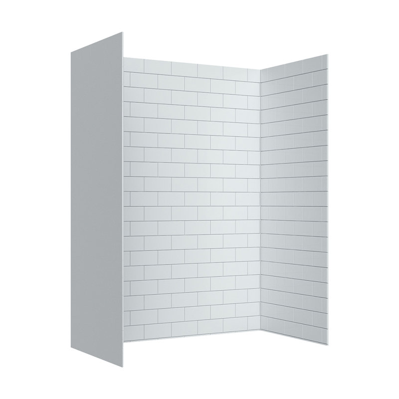 Mistelle 60 In. W X 36 In. D X 86 In. H White Subway-Tile Shower Wall Panel Surround, Set Of 3, Cuttable