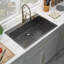 30'' L x 22'' W Drop-in Stainless Steel Kitchen Sink, Gunmetal Black Single Bowl Sink with Sink Grid, Strainer and Roll-up Rack