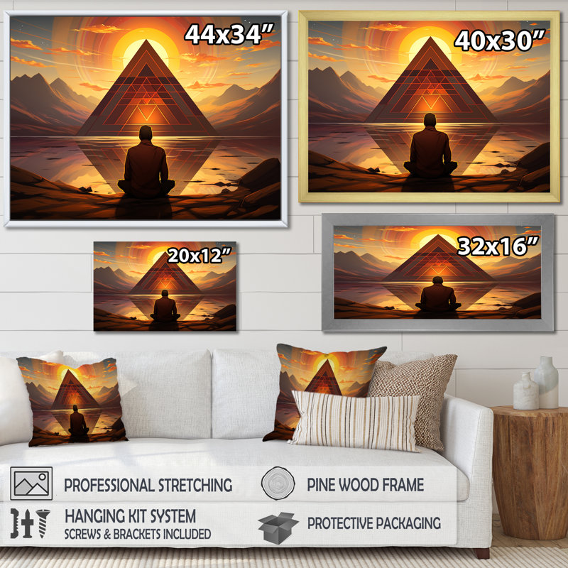 Yoga Mindfulness pratique - art mural de yoga, H 16 po x l 32 po x P 1 po, Toile tendue