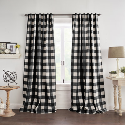 Threadmade Grainger Rod Pocket Back Tab Window Curtain, Black - 52"W x 84"L