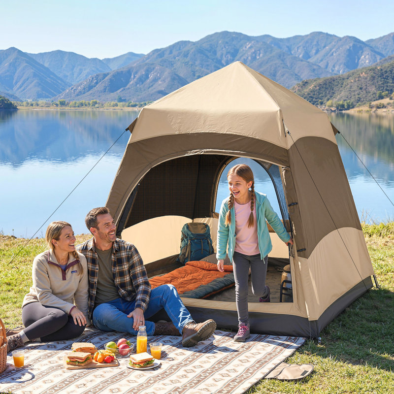 4 Person Tent, Brown/Khaki