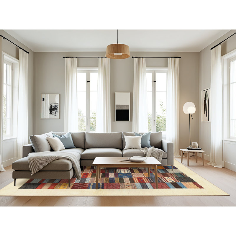 Tapis brun/rouge/gris zone contemporaine, Rectangle 8 pi x 12 pi
