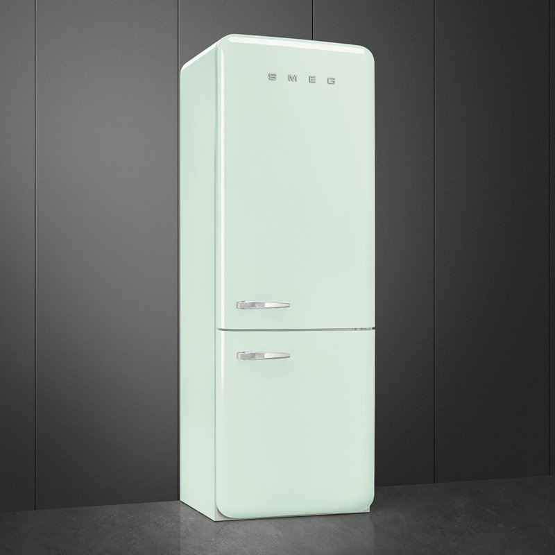 SMEG 27.8" Bottom Freezer 16.26 cu. ft. Energy Star Refrigerator, Pastel Green, Left Handed