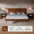 Rhombus Solid Rubber Wood King Platform Bed Frame with Geometric Headboard & Tapered Legs – Walnut-1219603619-1219603613