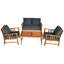 Ensemble de conversation de patio pour 4 personnes en bois d'acacia avec coussins Aisling-1311755345