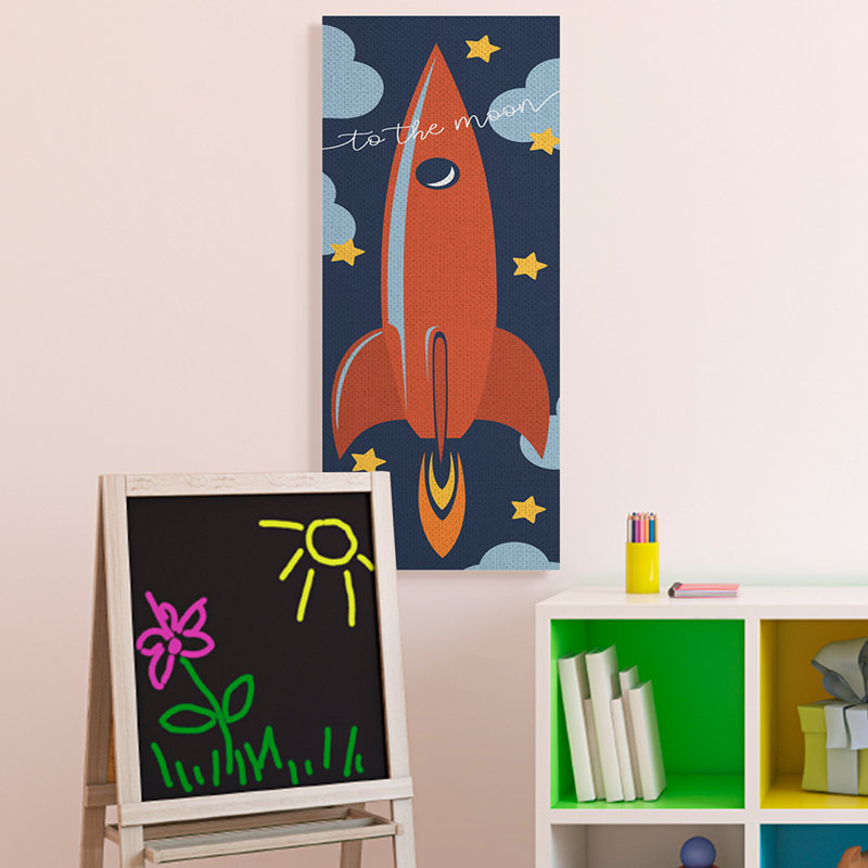 «To The Moon», citation de fusée fantaisiste, Toile tendue, H 40 po x l 17 po x P 1,5 po