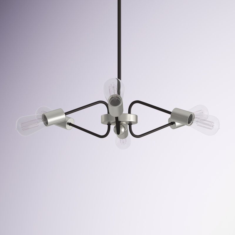 Lustre linéaire moderne 6 lumières Spoutnik, Noir terre