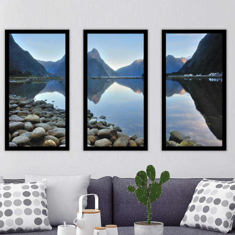 Water Rocks - Ensemble de 3 reproductions de photos sur acrylique, H 33,5 po x l 52,5 po x P 1 po
