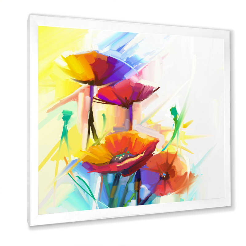 «Abstract Paintbrush Spring Flower Bouquet», reproduction de cadre photo sur toile, H 16 po x l 16 po x P 1 po