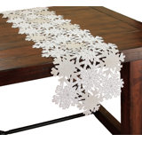 Shimmer Snowflake Embroidered Cutwork Table Runner