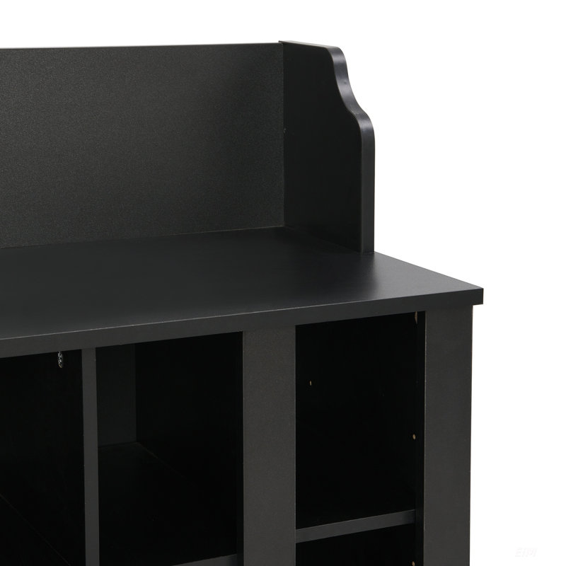 Elegant Hall Tree With Shoe Storage Bench, Wall-Mounted Coat Rack, And 4 Hooks For Entryway Organization, Black, Black