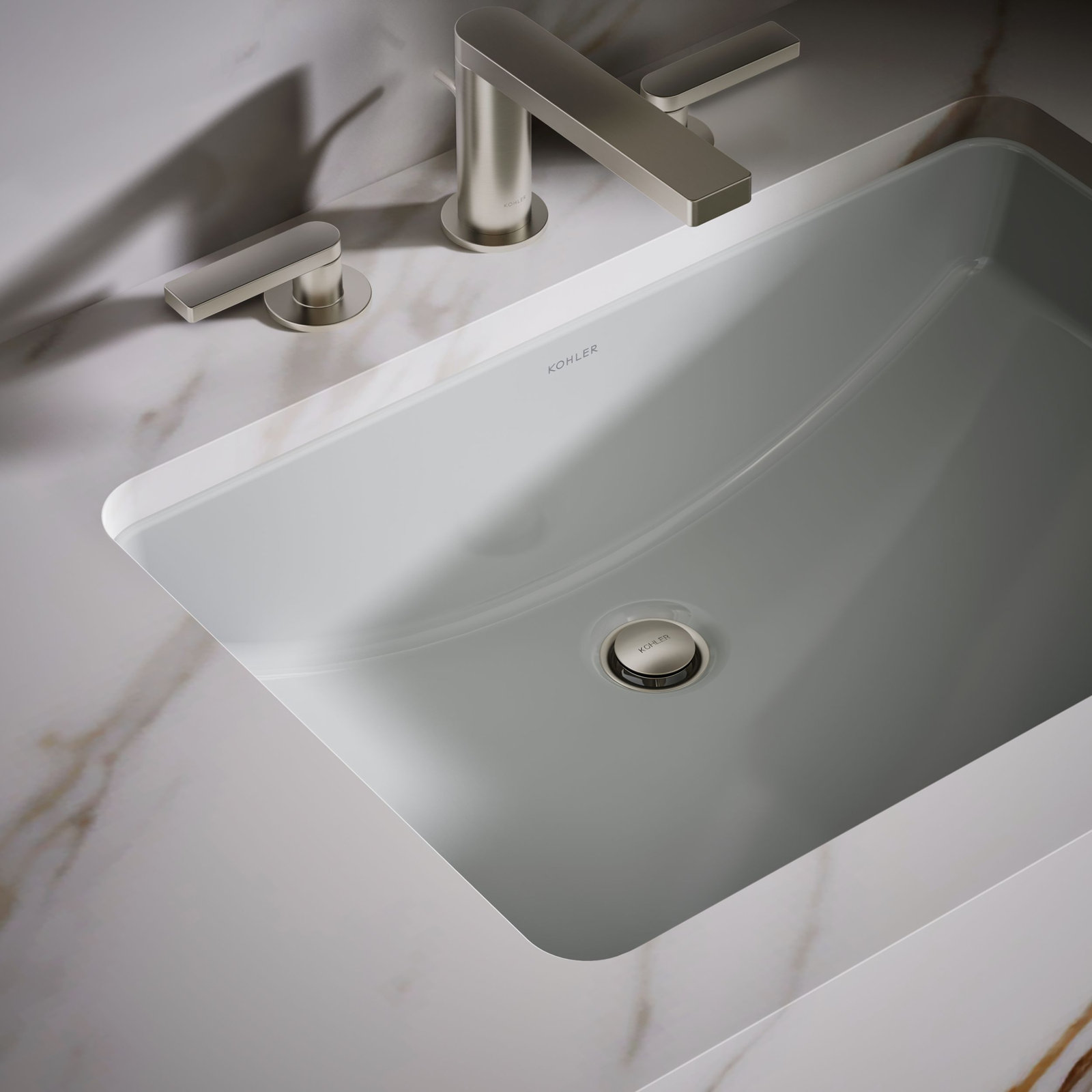 Ladena Vitreous China Rectangular Undermount Bathroom Sink with Overflow, Ice Gray