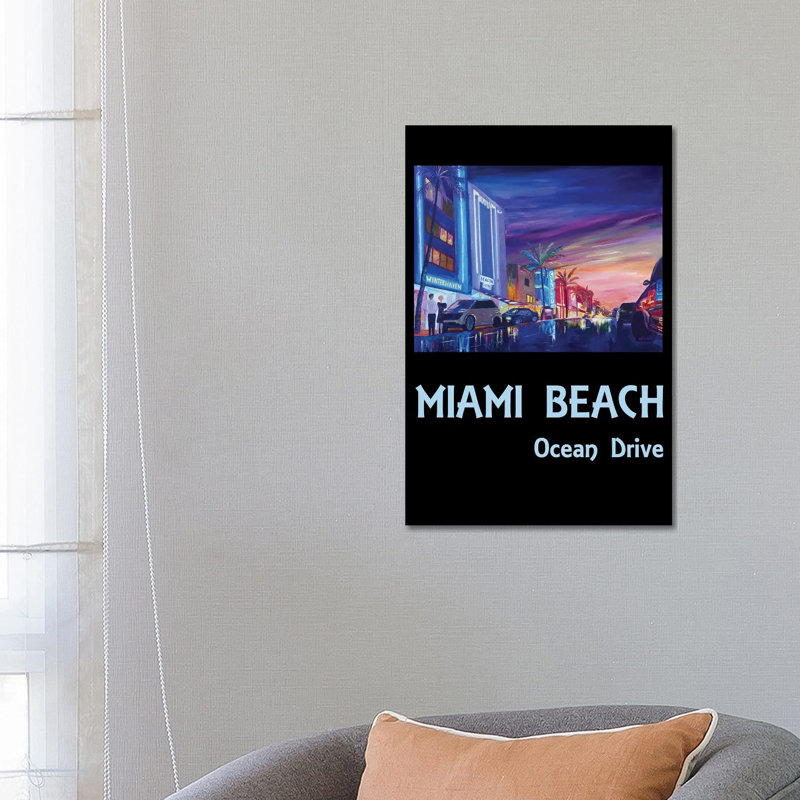Miami Beach Ocean Drive Poster by Markus & Martina Bleichner - Wrapped Canvas Gallery-Wrapped Canvas Giclée